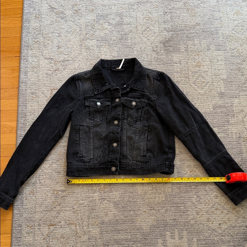 Free People Black Washed Denim Jacket